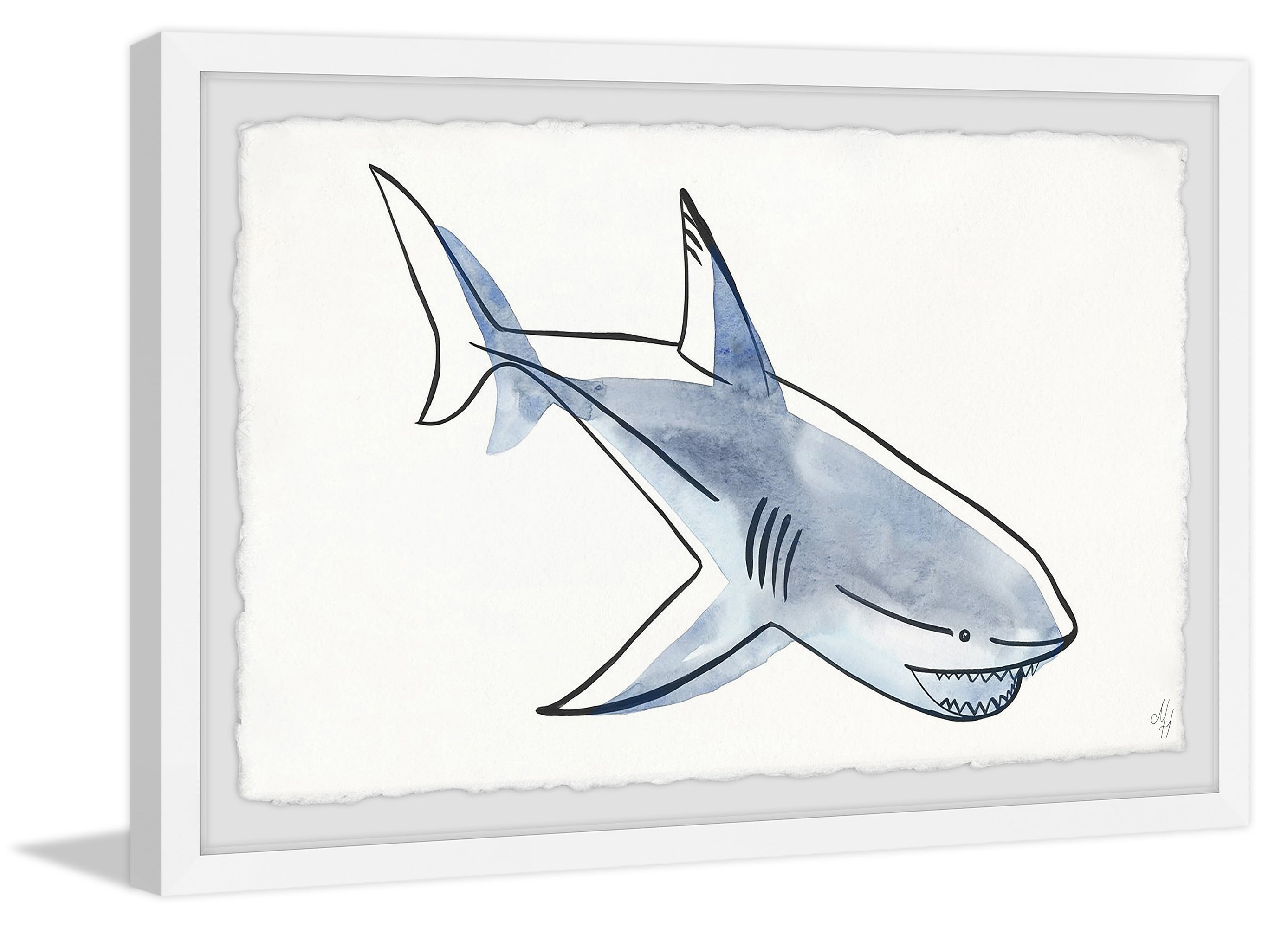 Marmont Hill Swimming Shark Framed Wall Art