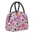 thumbnail image 2 of YFYANG Portable Waterproof Insulated Lunch Bag, Pink Cute Skull Pattern Reusable Cooler Bag / Picnic Bag for Adults Teens, 2 of 9