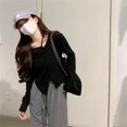 thumbnail image 3 of Camisetas de manga larga para mujer, otoño, ajustadas, moda básica, color sólido, elegantes, estilo coreano, informales, estéticas, primavera, 3 of 6