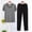 Black, variant on Mqqzkk Pajamas Set For Mens Short Sleeve V Neck Top & Long Pants Bedroom Pajama Sleep Night Suit 2 Piece Pjs Set