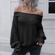 thumbnail image 4 of Suéter con hombros descubiertos para mujer Suéter suelto de manga larga para otoño e invierno para mujer Pompotops  hdfakjf11351, 4 of 6