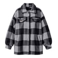 thumbnail image 3 of cocolona Oversized Plaid Jacket for Women Lapel Long Sleeve Button Down Overcoat Casual Fleece Winter Warm Outerwear, 3 of 7
