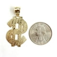 thumbnail image 5 of New 10k yellow gold dollar sign diamond cut unisex lucky pendant charm gift 3.4g, 5 of 12