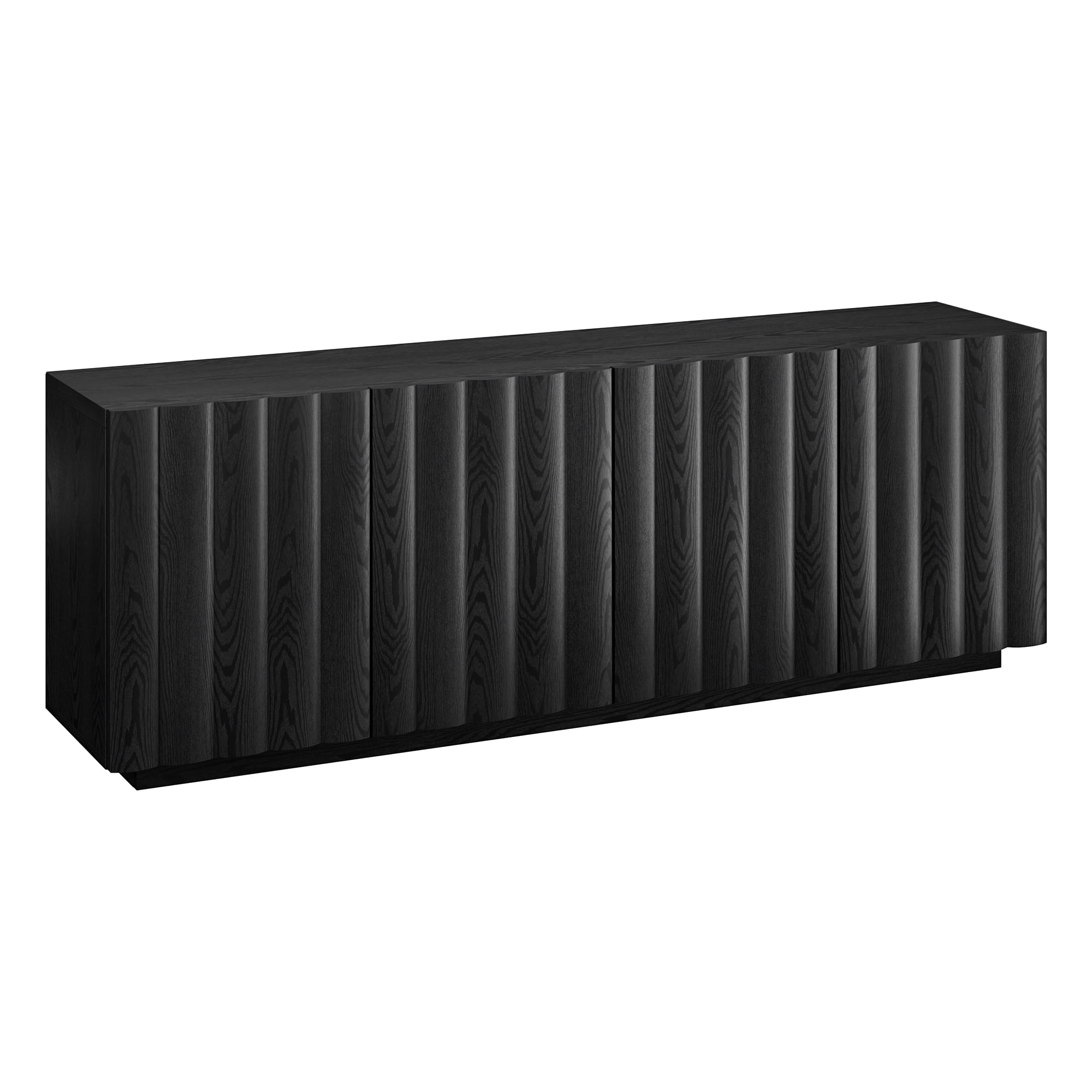 Evelyn&Zoe Molly Rectangular Fluted TV Stand for TV's up to 75" in Black Grain