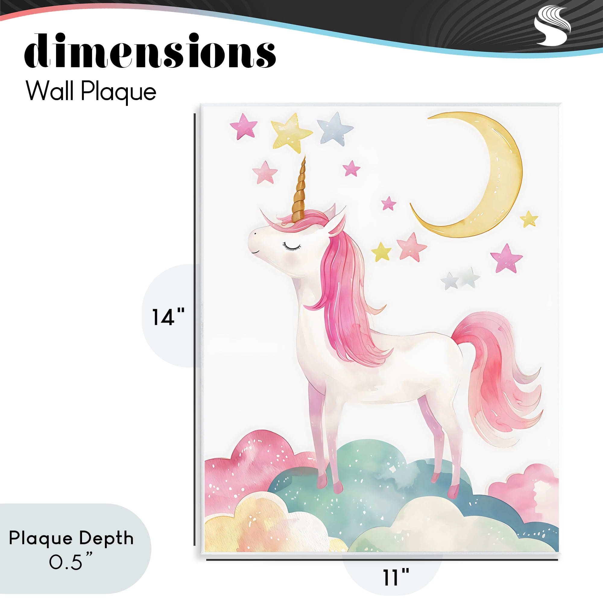 Stupell Industries Unicorn Standing On Clouds Wall Plaque Art, design by Creative Studio
