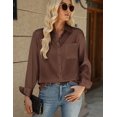 thumbnail image 6 of Zeagoo Womens Satin Blouse Long Sleeve V Neck Shirts Dressy Casual Button Down Business Shirts With Pockets, 6 of 6