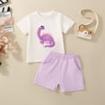 thumbnail image 2 of HCNTES Boy's Timeless 2 Piece Outfit Short Sleeve V Neck T Shirt and Attention Grabbing Train Print Shorts,12-18 Months Purple, 2 of 9