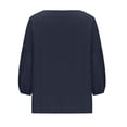 thumbnail image 3 of qILAKOG Women's Blouse Cotton Linen Lantern Sleeves Crew Neck Boho Top Loose T Shirts Women's Casual Long Sleeve Tunic Tops Blouses Shirts, Navy&XXL, 3 of 6
