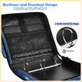 thumbnail image 4 of Zipper Binder with Shoulder Strap 2 inch 3 Ring Waterproof File Folder Organizer Bag 500 Sheet Deep Blue Flashing Pattern, 4 of 8