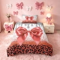 thumbnail image 2 of Homewish Orange Bow Twin Duvet Cover for Girls, Cute Leopard Print Twin Bedding, Polka Dots Reversible, 2 Pieces 1 Duvet Cover and 1 Pillowcase, 2 of 5
