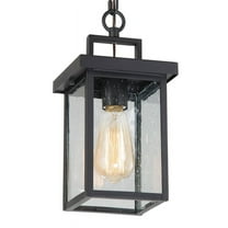 LNC Outdoor Pendant Light withseeded Glass, Blacksquare Hanging Lantern Fixture for Porch