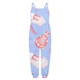 thumbnail image 2 of Chenglor Toddler Strap Romper Baby Floral Cartoon Easter Bunny Jumpsuit Playsuit Girls Kids Suspender Overalls Summer Outfits Clothes #Light Purple 7-8 Years, 2 of 5