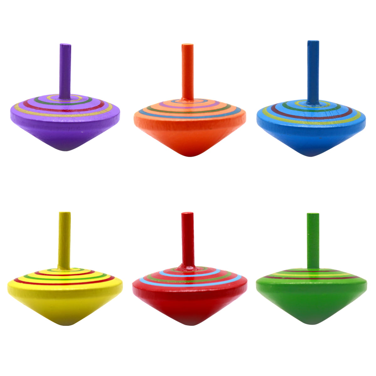 18pcs Wooden Spinning Top Safe Non-toxic Wood Colorful Toy For Kids Children 