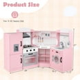 thumbnail image 3 of Costway Corner Play Kitchen Toddler Kitchen Playset with Range Hood, Ice Maker, Microwave Pink, 3 of 10
