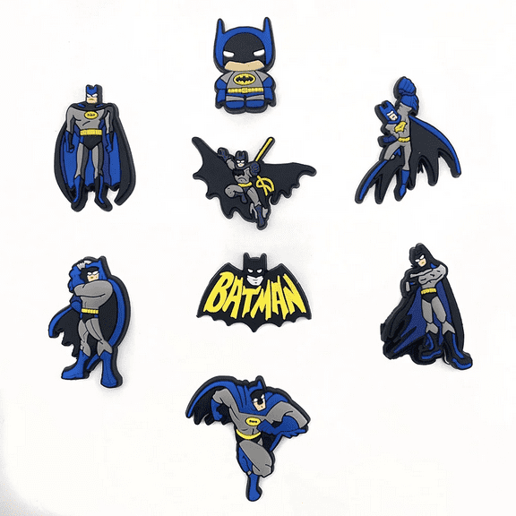 8 Pcs Cartoon Batman PVC Shoe Charms for Clog Sandals, Cute Shoes Decoration Charms for Teen Adults Party Gifts