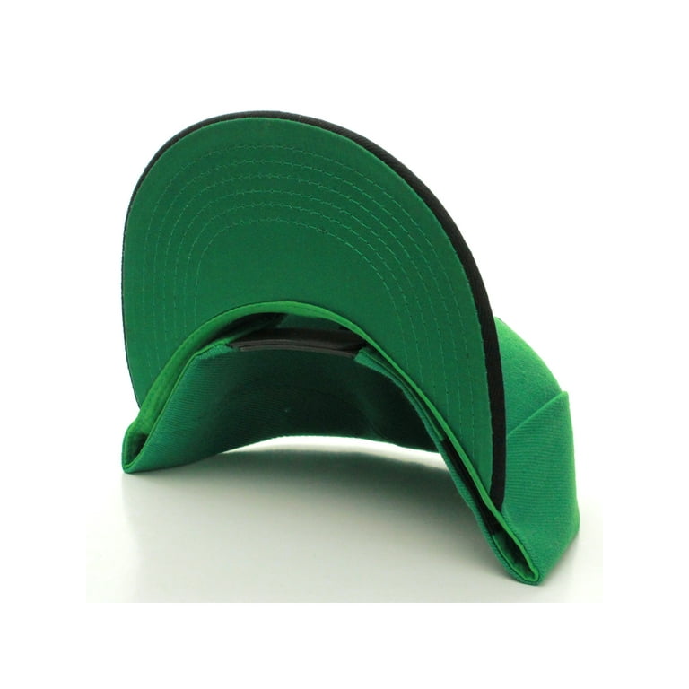 L.O.G.A. Plain Adjustable Snapback Hats Caps Flat Bill Visor - Green Black, Kids Unisex, Size: One Size