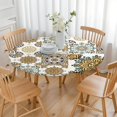 thumbnail image 3 of Elastic Hem Round Tablecloth Bohemian Style, Floral Design for Tables 52-56 Inches, Vibrant Cover for Patio Dining Decor, 3 of 7