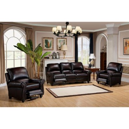 Dino Hand Rubbed Brown Top Grain Leather Reclining Sofa And Two Dino Hand Rubbed Brown Top Grain Leather Reclining Sofa And Two Chairs
