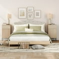 thumbnail image 2 of Modern Minimalist Nightstand Set of 2 with Built-In Outlets, Reed Pattern Design, 2 of 10