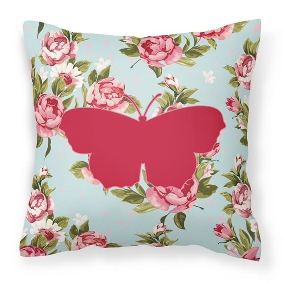 Carolines Treasures Butterfly Roses Polyester Fabric Decorative Outdoor Pillow
