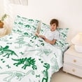 thumbnail image 4 of Erosebridal Cartoon Dinosaur Print Full Size Sheets for Kids, White Green Bed Sheets, 4pcs (1 Flat Sheet, 1 Fitted Sheet and 2 Pillowcases), 4 of 6