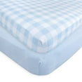thumbnail image 2 of Touched by Nature Baby Boy Organic Cotton Crib Sheet, Plaid Solid Light Blue, One Size, 2 of 2