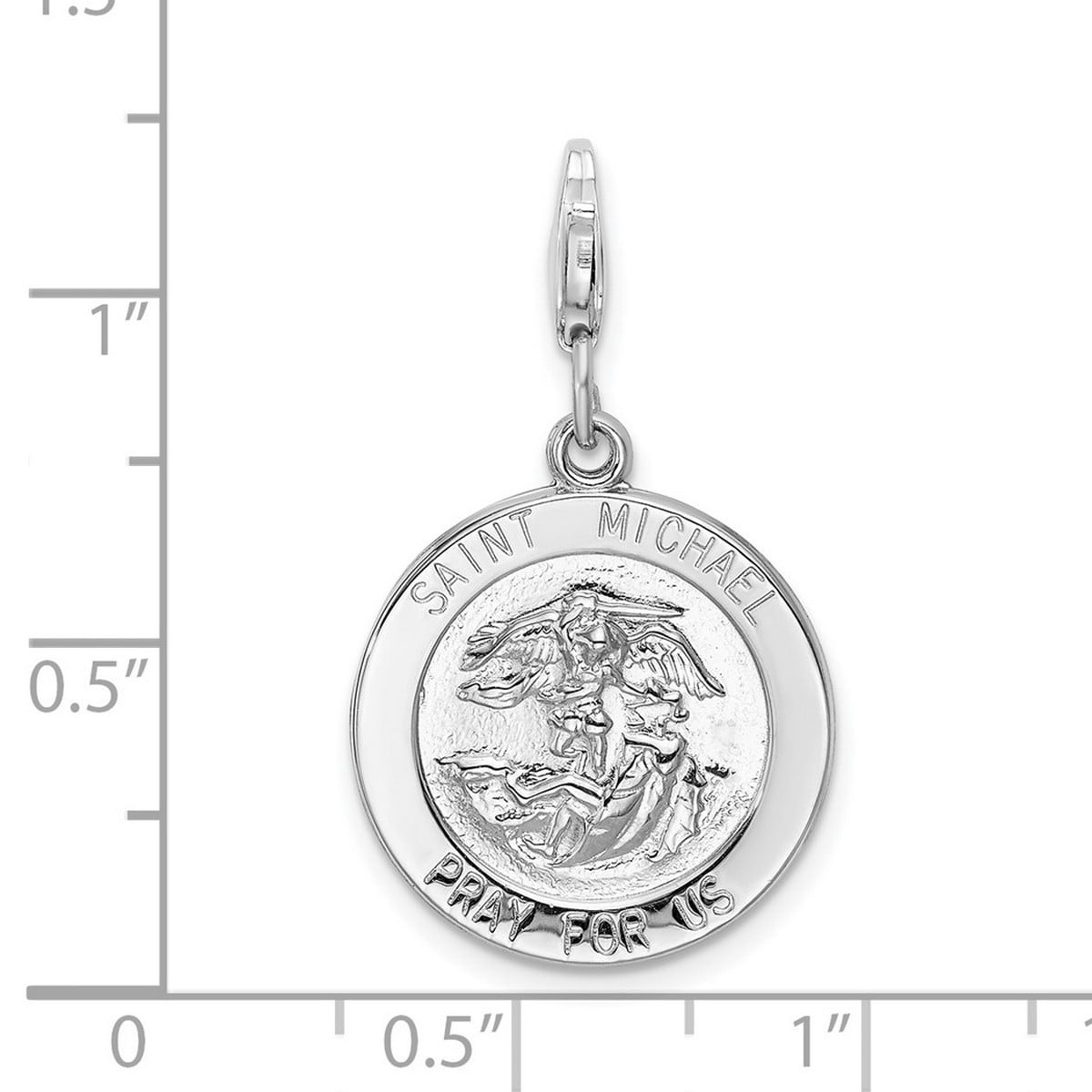 Sterling Silver Saint Michael Medal With Lobster Clasp Charm - Measures 31x18mm