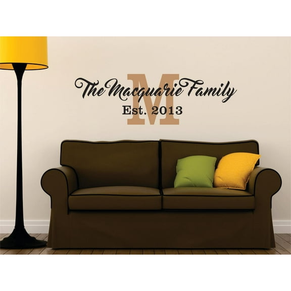 Personalized Name Vinyl Decal Sticker Custom Initial , Last Name & Family Est. Date Wall Art Home Decor 10 Inches X 33 Inches