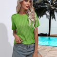 thumbnail image 5 of SWSMCLT Women's Soft Pullover Sweater Short Sleeve Casual Elegant Knitwear Top Summer Holiday Crewneck Knitted Cozy Green Large, 5 of 5