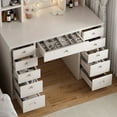 thumbnail image 3 of Furvclv Vanity Desk With Light Mirror, Makeup Vanity With Lights Tri-Folding Mirror, Dressing Table Make Up Desk With Drawers, Open Storage Shelves For Girls Women, 3 of 8