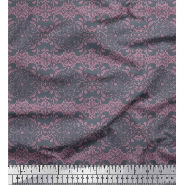 Soimoi Rayon Fabric Floral Mandala Decor Fabric Printed Yard 42 Inch Wide