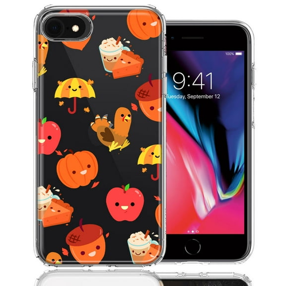 MUNDAZE For Apple iPhone 6/7/8/SE Thanksgiving Autumn Fall Design Double Layer Phone Case Cover