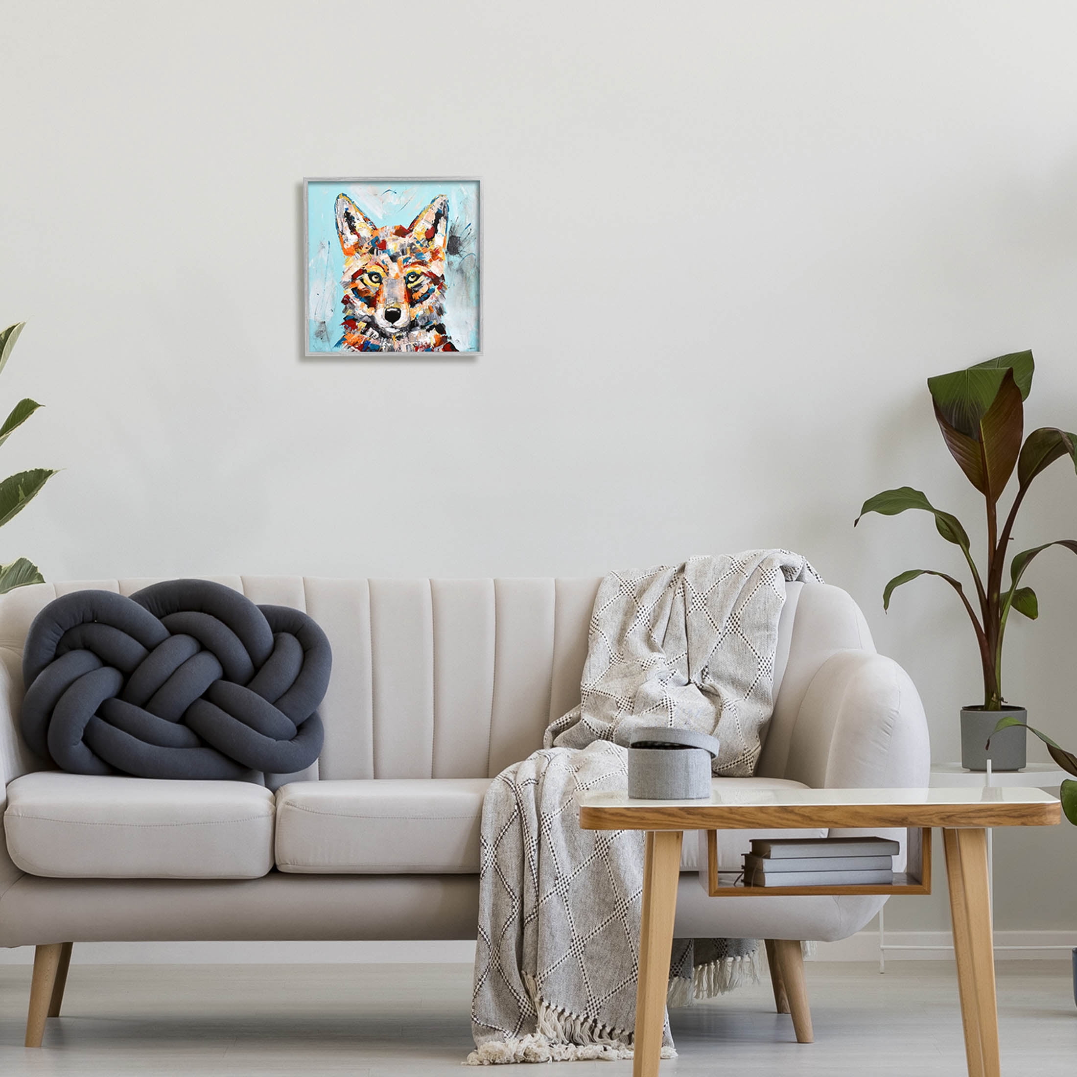 Urban Fox Brushed Splatter Animals & Insects Painting Gray Framed Art Print Wall Art