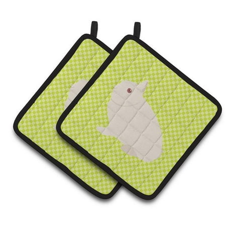

Caroline s Treasures Hermelin Rabbit Green Pair of Pot Holders