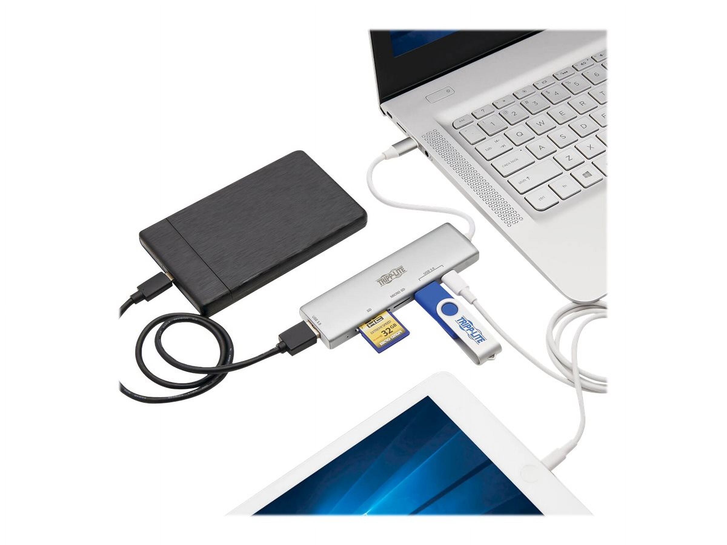 Tripp Lite USB C Multiport Adapter 2x USB-A 1x USB-C Card Reader Silver (u460-002-2am-c1)