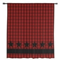 thumbnail image 2 of Red Black Plaid Semi Sheer Curtains Drapes for Living Room, Bedroom, French Doors Window 63 Inches Long, Country Vintage Star Abstract Gingham Rod Pocket Chiffon Curtain Drapery Voile Drape Panel, 2 of 6