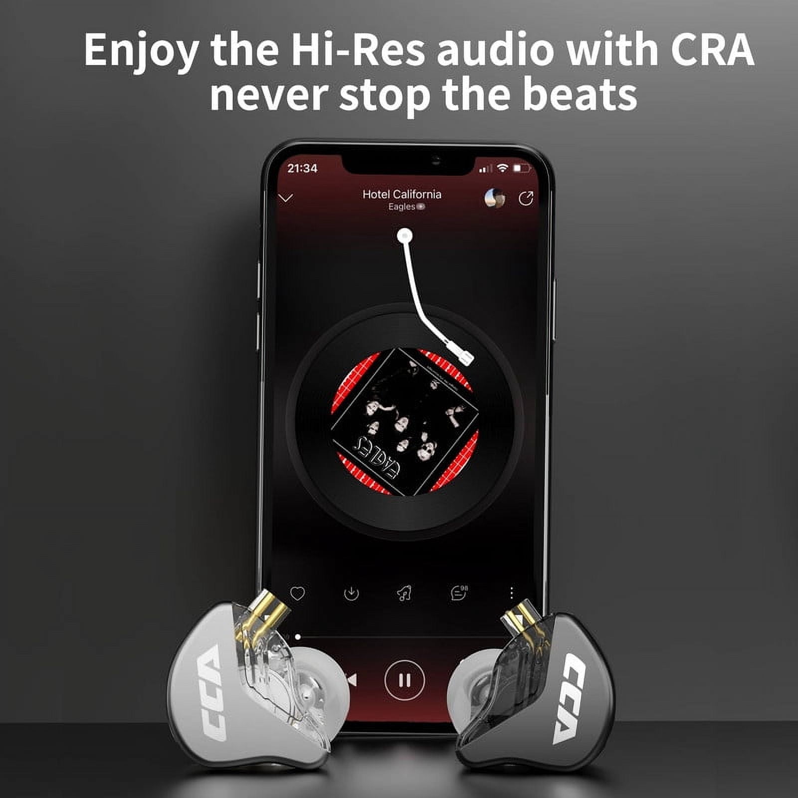 CCA CRA in Ear Monitors Headphones Ultra-Thin Diaphragm Dynamic Driver Super Bass Clear Sound Earbuds Wired IEM Earphones with Detachable Cable for Singer Musician DJ Stage Church