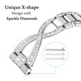thumbnail image 2 of BANDOVA X-Shape Metal Band with Sparkly Rhinestones, Dressy Bracelet Compatible with Samsung Galaxy Watch 7/6/5/4, Silver, 20mm, 2 of 6