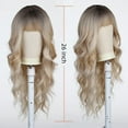 thumbnail image 5 of Jademall 26 Inch Ombre Blonde Wavy Wig with Bangs, Gray Blonde Synthetic Curly Hair, Natural Looking Wig for Women, Daily, Party & Cosplay Use, 5 of 6