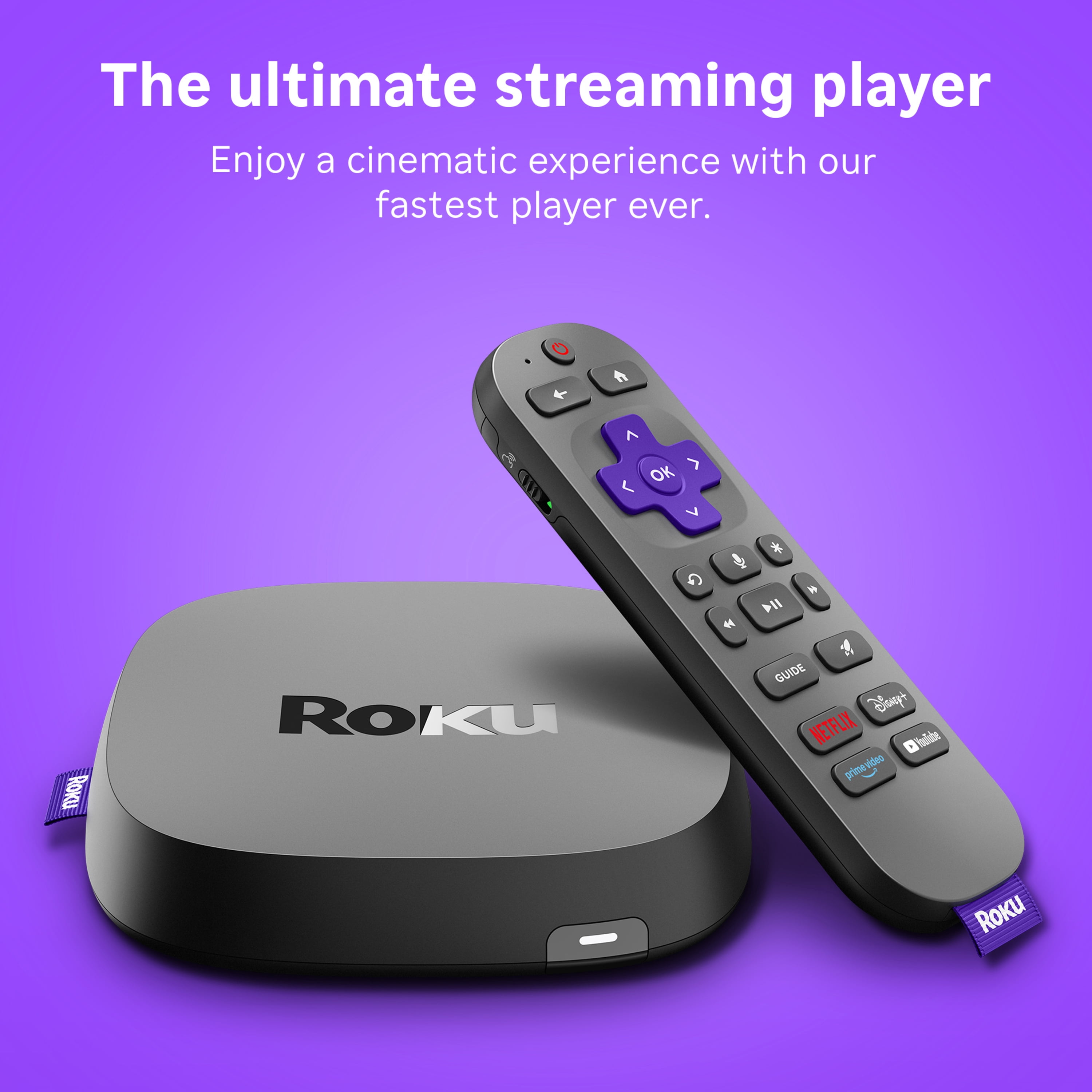 Roku Ultra | 4K/HDR10+/Dolby Vision & Atmos Streaming Device - Rechargeable Backlit Voice Remote – Free & Live TV