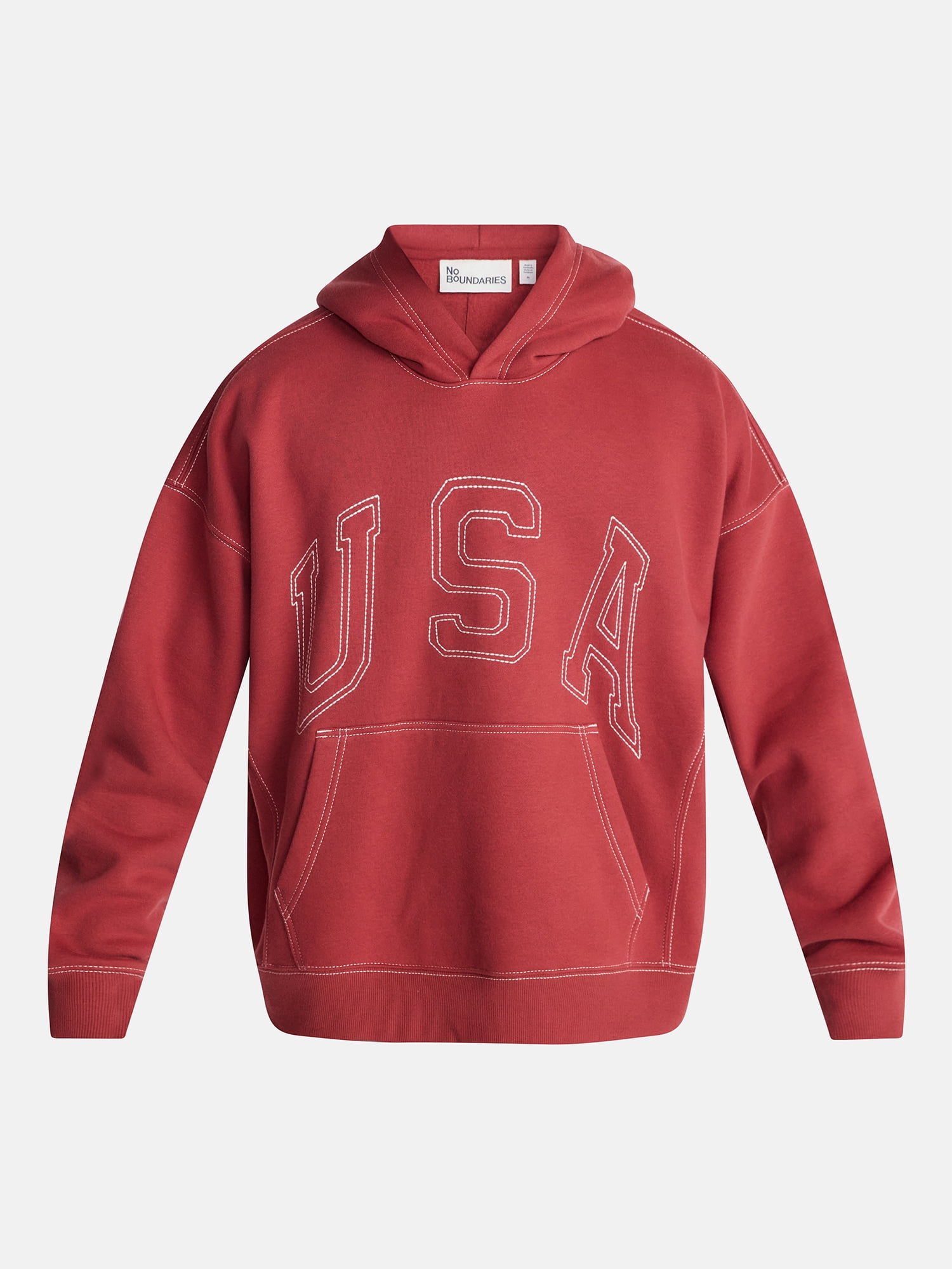No Boundaries USA Hoodie with Embroidery, Men's XS-4XLT