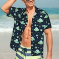 thumbnail image 7 of Susaid Galaxy With Ufo Print Short Sleeve Shirts Button Down Casual Shirts Summer Beach Aloha Button Down Short Sleeve for Men ,Large, 7 of 7
