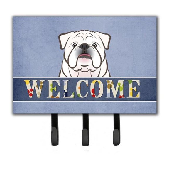 Carolines Treasures BB1406TH68 White English Bulldog Welcome Leash & Key Holder
