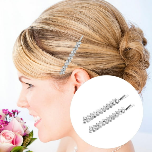 Beaupretty 2 Pairs Cute Bobby Pins Silver Rhinestone for Women Hair Decoration