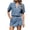 Dark Blue, variant on CHUMUD Two Piece Sets for Women Summer Outfits Short Sleeve Crop Denim Jacket Top Button Down Casual Jean Shirt with Pocket Mini Skorts Shorts
