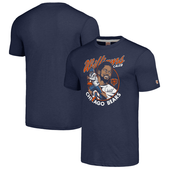 Unisex Homage Caleb Williams Navy Chicago Bears Caricature Player Tri-Blend T-Shirt