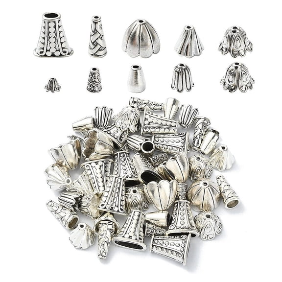 1bag style Bead Caps & Cone Antique Silver