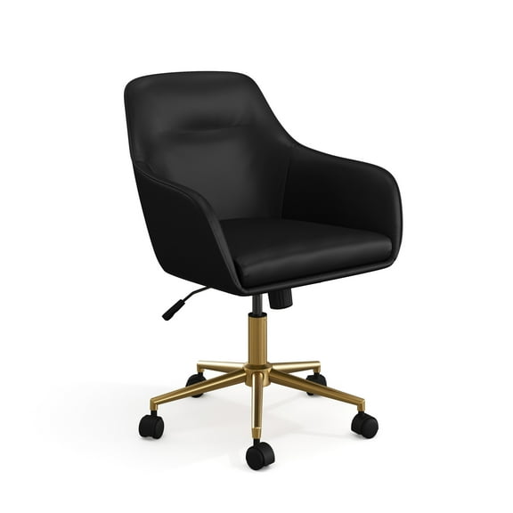 Martha Stewart Upholstered Office Chair in Black/Polished Brass