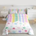 thumbnail image 2 of Castle Fairy Children Teens Colorful Stars Print 3 Pieces Queen Comforter Set,Geometric Stripes Lines Ultra Soft Bedding Sets,Kawaii Polka Dots Bedding Comforter Set Breathable, 2 of 8