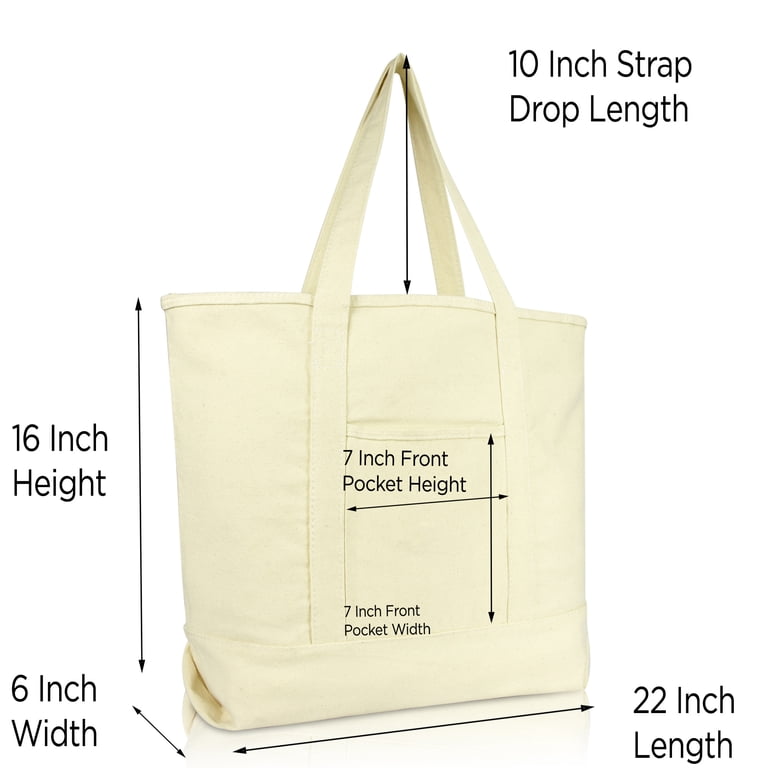 DALIX, Extra Large Cotton Canvas Shopping Tote, 22